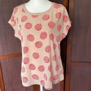 🌼 PLEIONE‎ orange and cream BLOUSE SIZE small